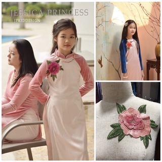 hoa hồng thêu đính áo dài, hoa đính váy, hoa đính áo