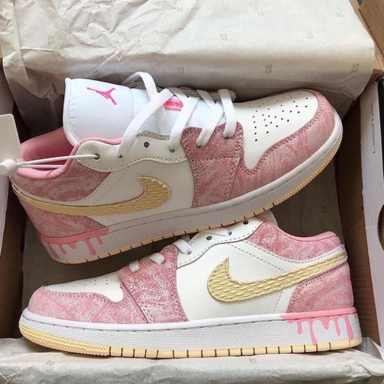 Giày Thể Thao Nữ Air Jordan 1 Low Hồng Kem Vảy Sơn cực hot cho Nữ Full Box 2021, JD1 Pink -Tình Sneaker | BigBuy360 - bigbuy360.vn