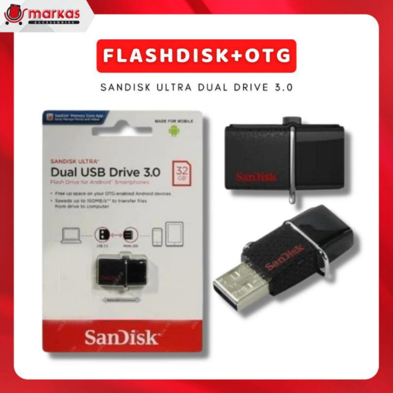 Ổ Cứng Sandisk Ultra Dual Drive 3.0 Flashdisk + Otg Sandisk 16gb 32gb Chính Hãng