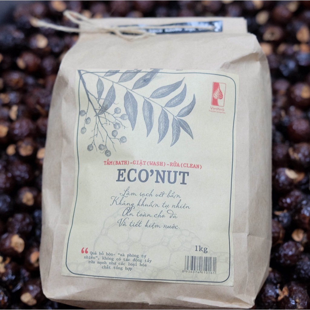 Quả Giặt Bồ Hòn Tách Hạt 1KG Vietherb - Eco'Nut Soap Nuts-Clean Without Chemicals