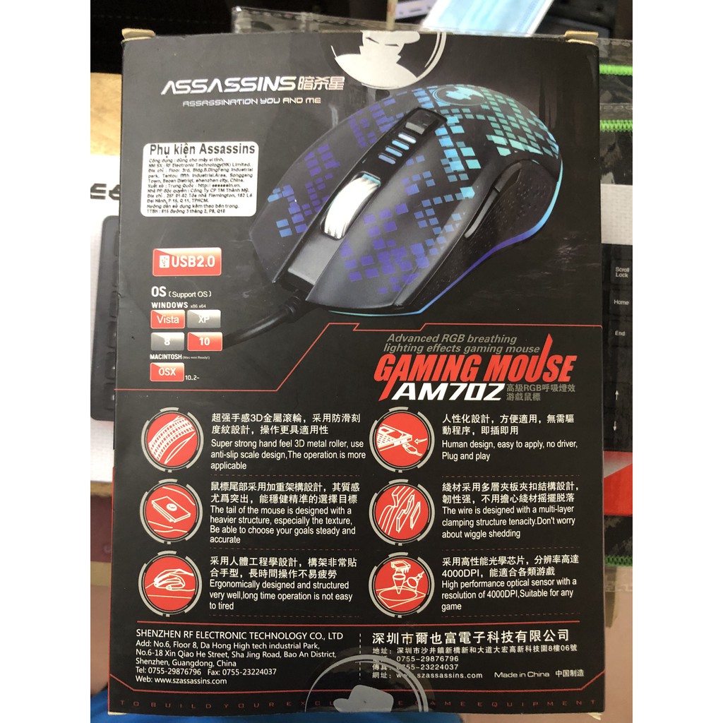 Chuột Gaming Assassins AM702 Led - Hàng Chính Hãng - Bảo hành 6 tháng