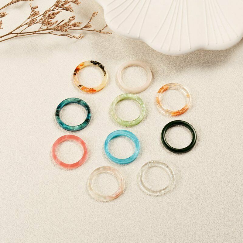 Bộ 5 / 10 Nhẫn Nhựa Acrylic Trong Suốt Nhiều Màu