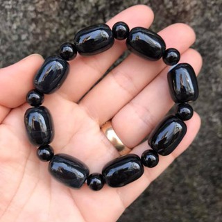 Vòng tay lu thống đá màu đen size hạt 12ly
