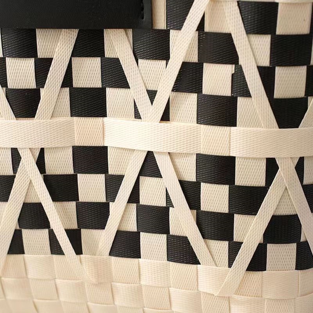 Giỏ Đan Mây Sức Chứa Lớn Màu Trắng Đen Tương Phản