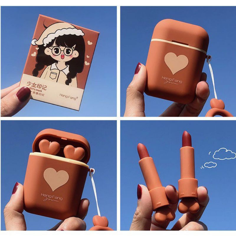 Set son 2 thỏi son HENGFANG airpods siêu lỳ mềm môi | BigBuy360 - bigbuy360.vn