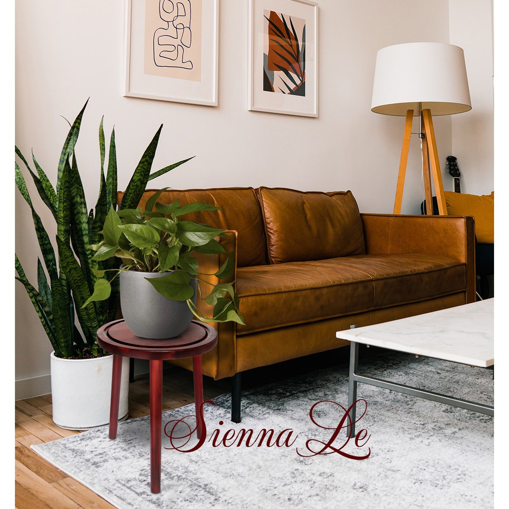 Sienna Le  Kệ Giá Tròn Nhỏ Đỡ Chậu Hoa Đôn Gỗ - Chân Tháo Rời Mặt Bàn Có Khoét Rãnh - Bàn Trà Bàn Coffee 40x30cm