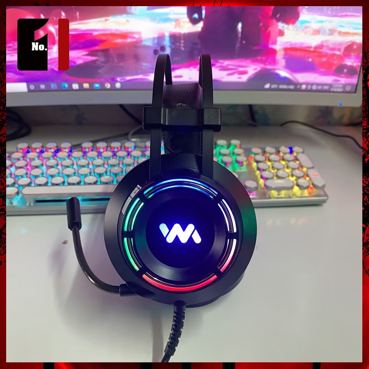 Tai Nghe Headphone Gaming Chụp Tai Wangming 9800s Led RGB Tai Nghe Máy Tính Laptop Nghe Nhạc Có Dây Hỗ Trợ Mic