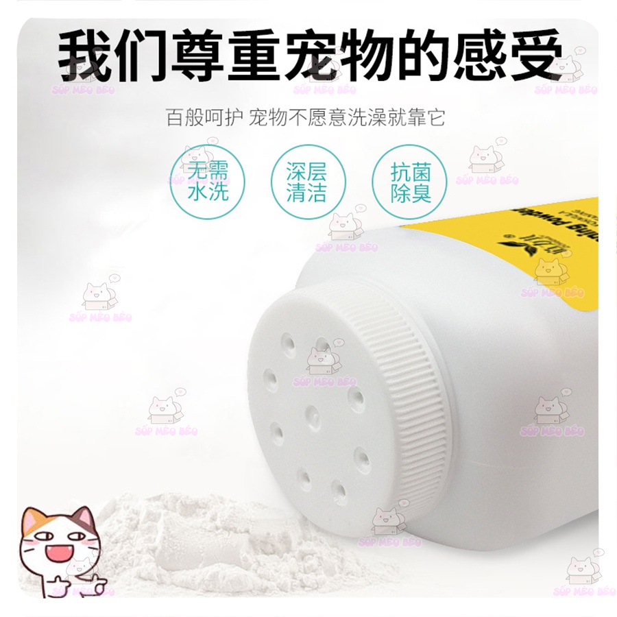 Bột tắm khô Dolicy 260gr cho Cún Mèo an toàn thơm mát