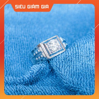 Nhẫn Bạc Nam Đính Đá Swaroski Trắng Sang Trọng PN006 (Mặt Vuông)