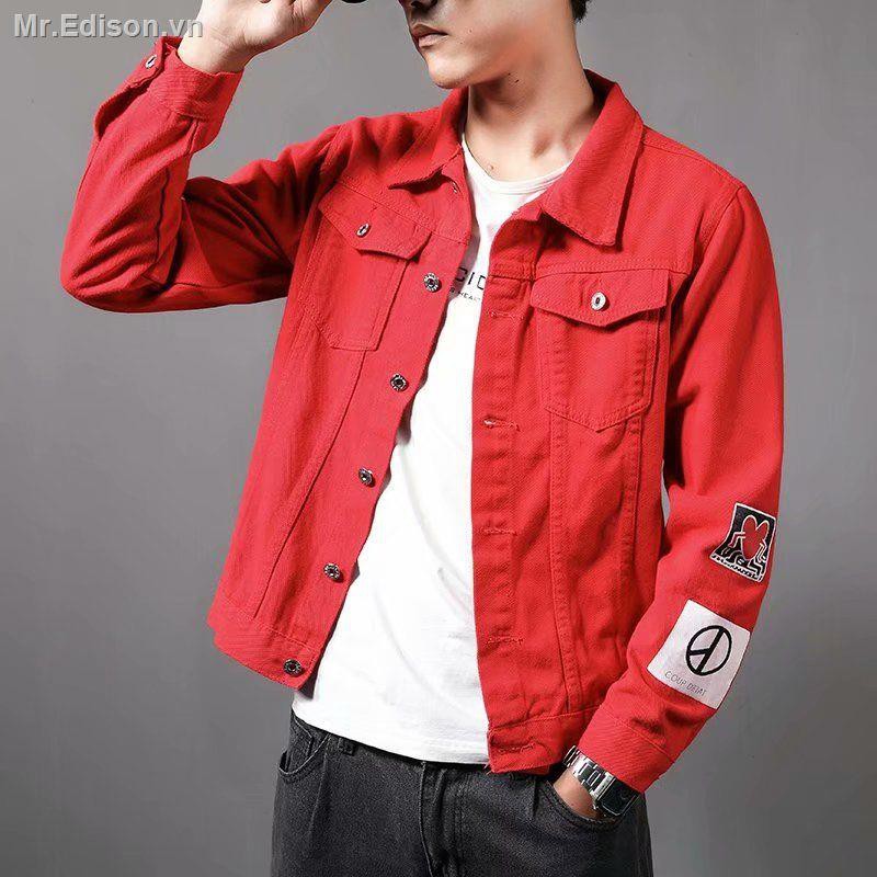 ☫♈☫Denim jacket male Korean version of the student handsome body-building trend bf Harajuku wind right Zhilong with spr