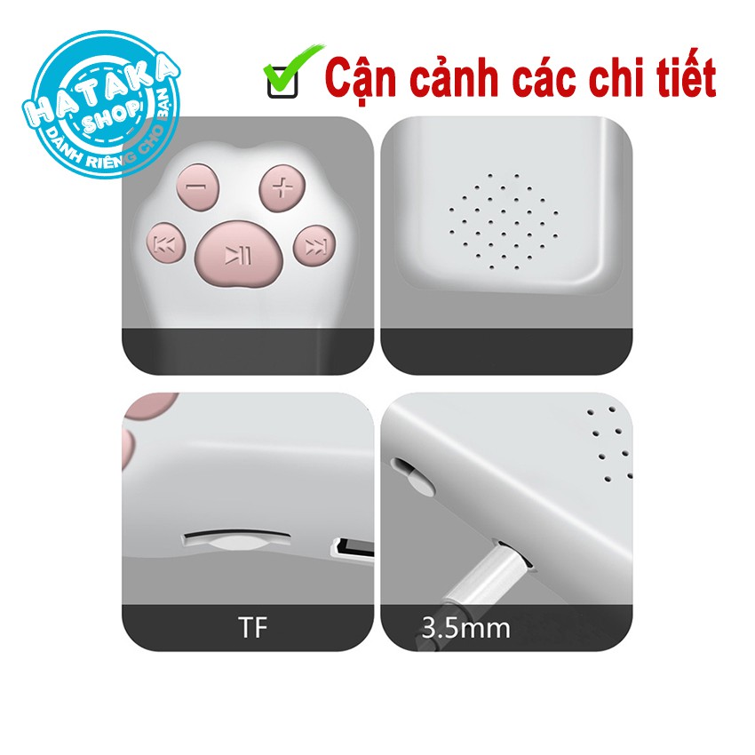 Máy nghe nhạc mp3 có loa ngoài, kẹp gắn quần áo, cún dễ thương tặng tai nghe và dây sạc