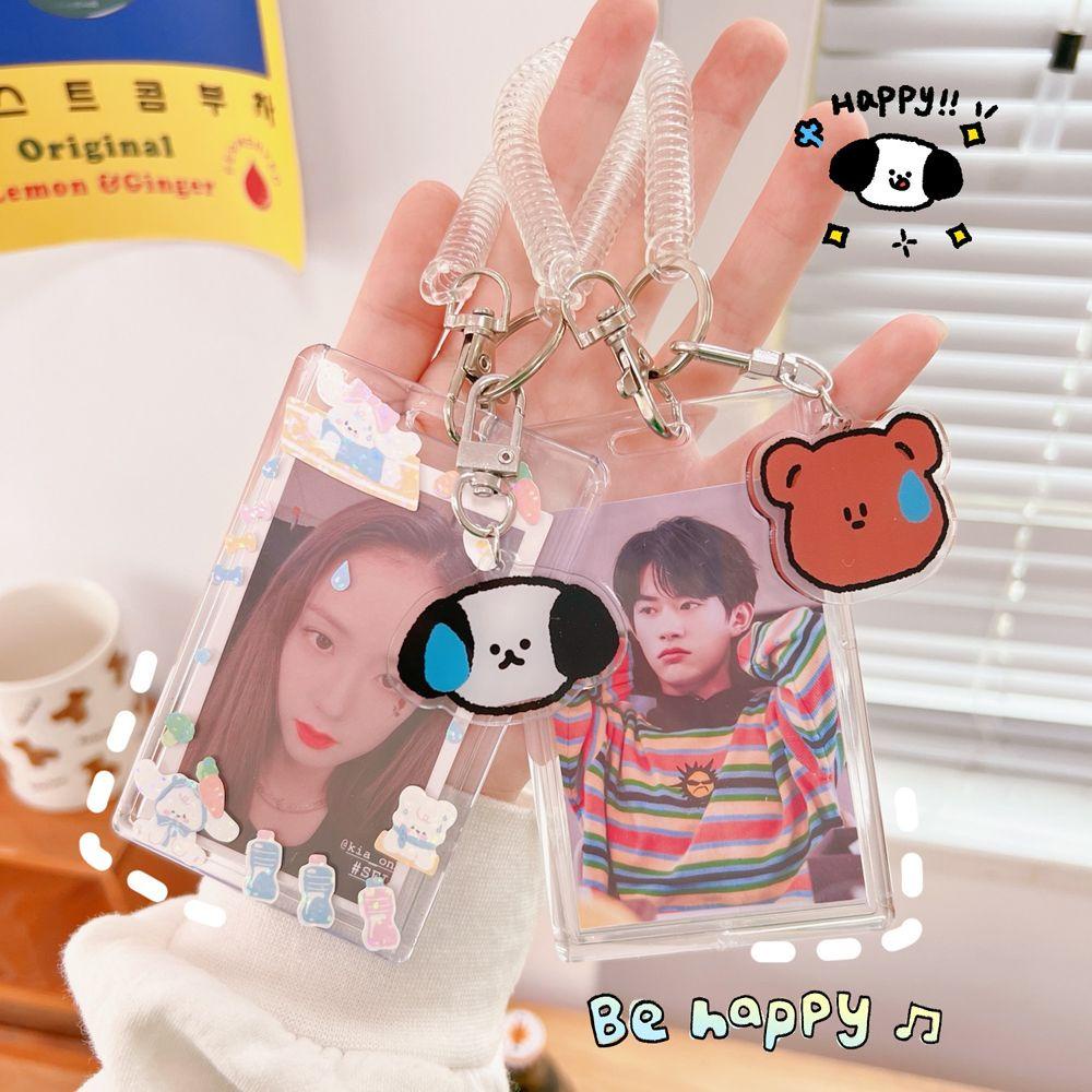 Hộp Đựng Thẻ Ảnh 3 Inch Bằng Acrylic Trong Suốt Kèm Móc Khóa Tiện Dụng Giá Đỡ