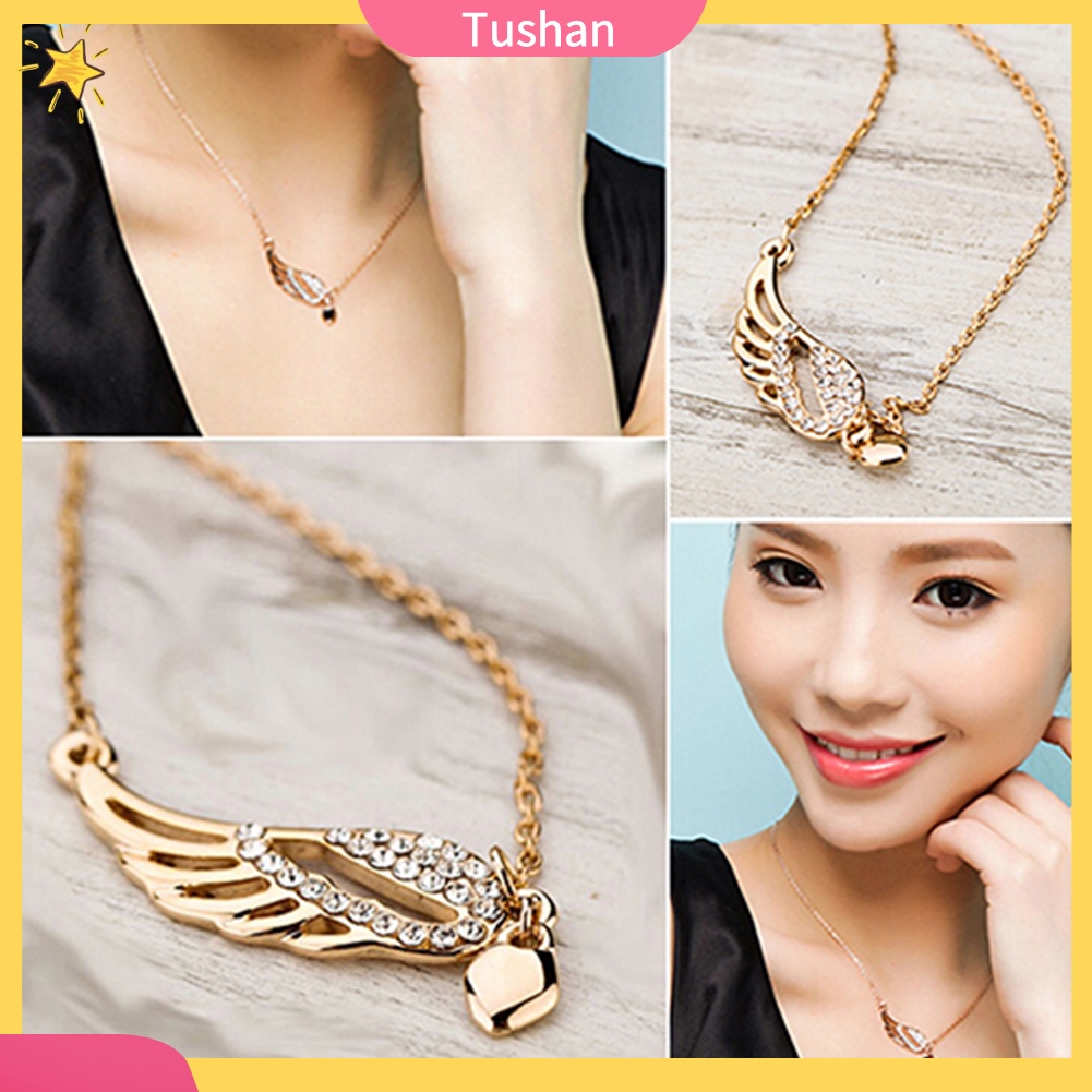 Dây chuyền mặt trái tim và đôi cánh thiên thần tush _