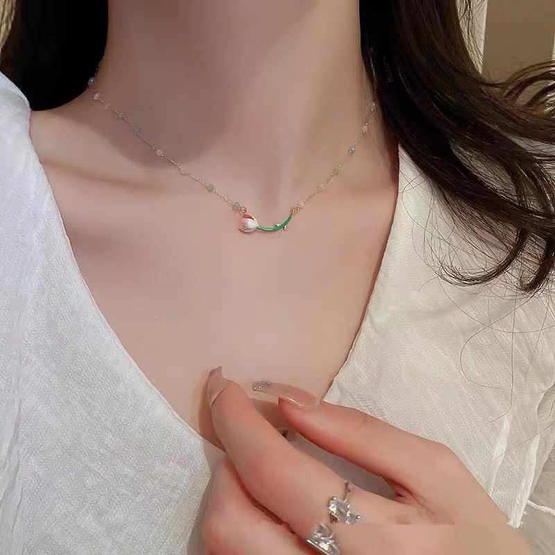 Vòng cổ Hình Hoa Tulip Màu Hồng Ngọt Ngào Thời Trang Hàn Quốc Cho Nữ