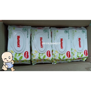 Thùng 12 Gói Khăn Ướt Huggies 64 tờ không mùi