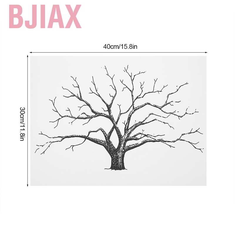 Tranh In Dấu Vân Tay Diy 30x40cm Hình Cây Kèm Giá Đỡ Mực Dùng Trang Trí Nhà Cửa / Tiệc Cưới