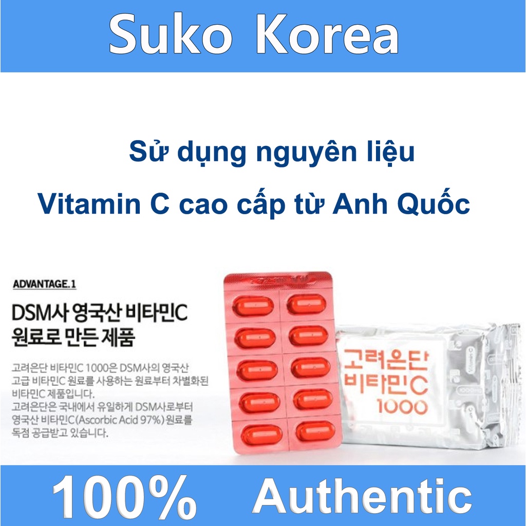 Viên uống vitamin C 1000mg Hàn Quốc Korea Eundan 120 viên, vitamin c bạc - date xa