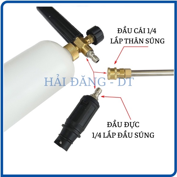 Bình phun bọt tuyết, Bình tạo bọt tuyết dung tích 1L gắn súng xit rửa xe