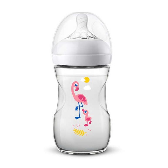 Bình sữa Philips Avent Natural 260ml hoạ tiết chim hạc và hà mã