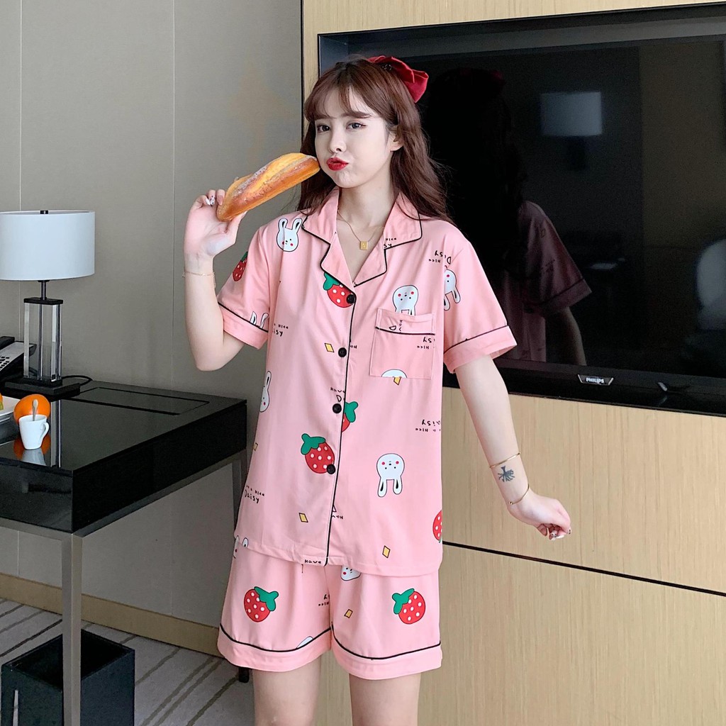 Bộ Mặc Nhà Nữ quần đùi, áo ngắn tay mùa hè