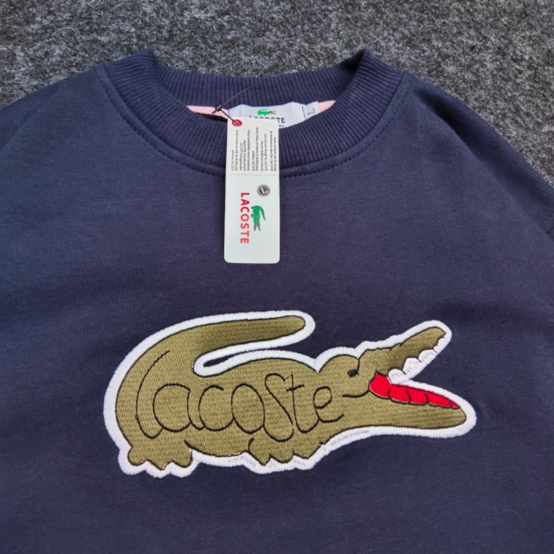 Áo Thun In Logo Wave.Inc Crewneck Lacoste Màu Xanh Navy