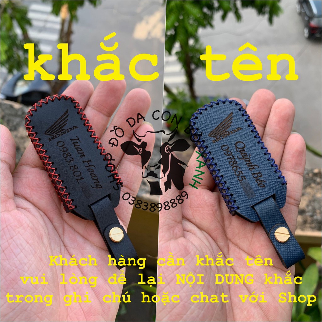 [Màu đen] Bao Da Chìa Khóa Honda  Vision 2021 handmade da thật (phom mới)