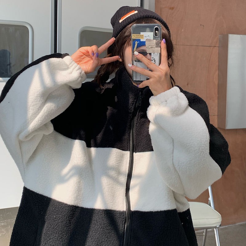 Áo Khoác Lông Cừu Dày Dáng Rộng Phong Cách Harajuku Thời Trang Mới Cho Nữ | BigBuy360 - bigbuy360.vn