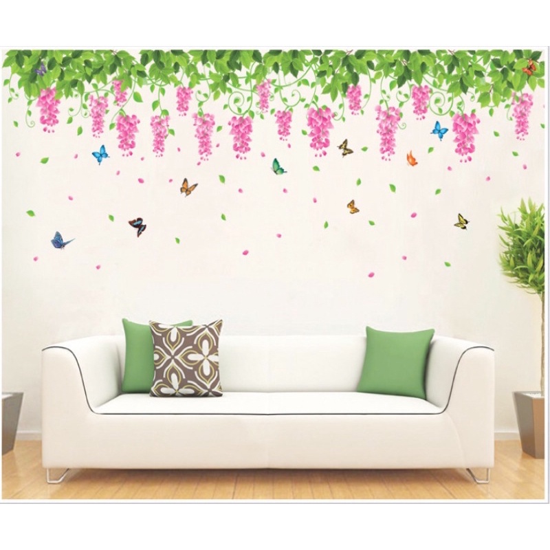 Decal dán tường ,Tranh dán tường tán hoa tigon trang trí phòng khách.