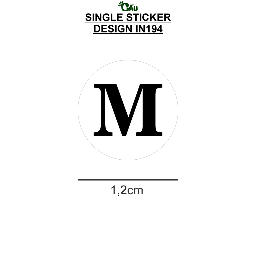 Set 100 miếng dán size quần áo XS - 8XL In194 tem nhãn dán cao cấp chất liệu decal giấy đế xanh - kt 120mm