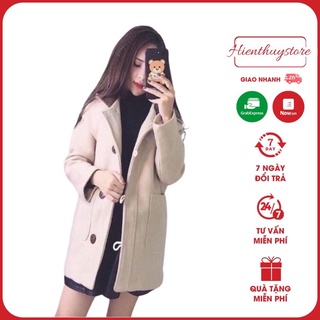 Aó Dạ Nữ Đẹp Có Mũ khuy cài, áo khoác dạ phối mũ cao cấp sẵn 3 màu siêu xinh