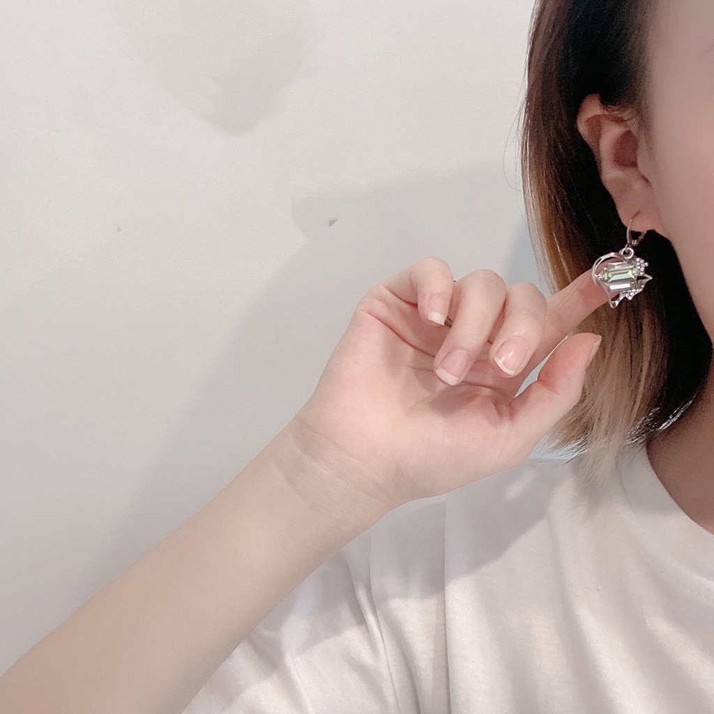 Đôi Khuyên Tai Dài Đính Đá Thời Trang Cho Nữ