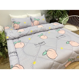 Bộ chăn ga gối Poly mẫu đào tím hothit
