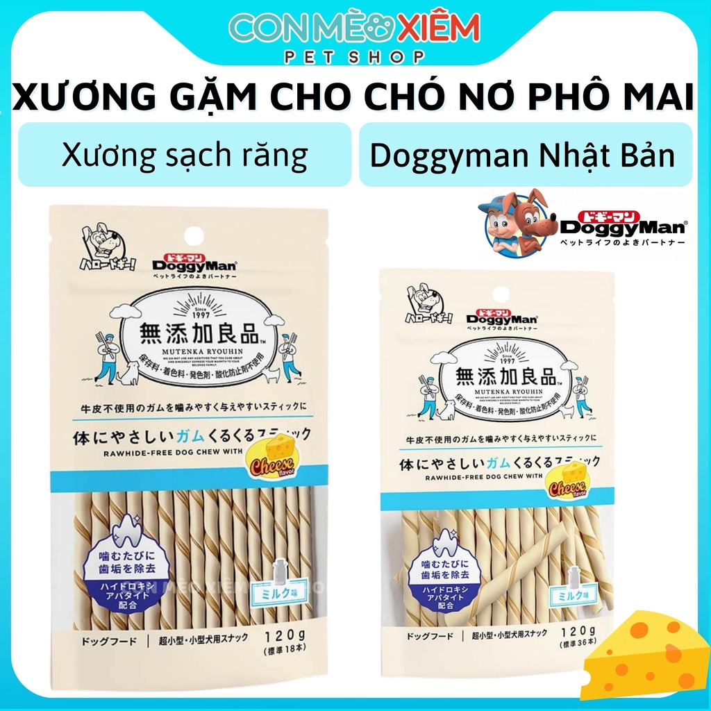 Que gặm cho chó vị phô mai Doggyman 120g, snack cheese sạch răng cho cún Con Mèo Xiêm