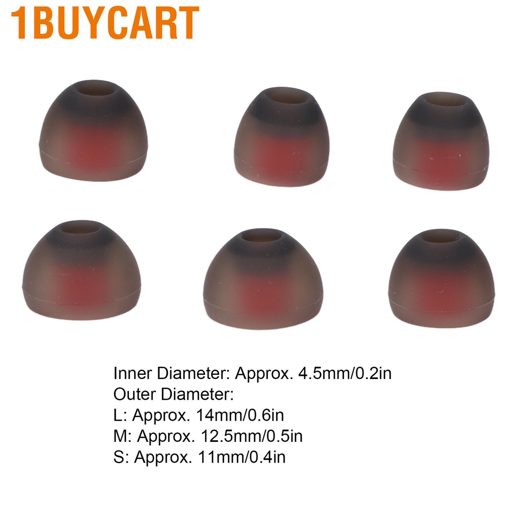 1buycart 6pcs Silicone Eartips Gray Red Noise Reduction Comfortable Replacement Earplugs for Philips Jaybird X4 X3 X2 X