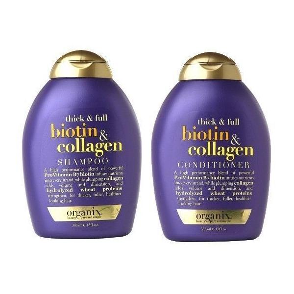 Combo 2 chai dầu gội xả Biotin Collagen Thick &amp; Full OGX bản Mỹ dưỡng mọc tóc ,giảm gãy rụng