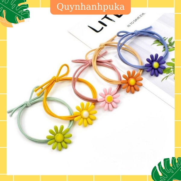 Dây thun cột tóc hoa cúc giá sỉ, chun cột tóc nhiều màu siêu xinh, dễ thương, phụ kiện tóc giá rẻ cho các nàng