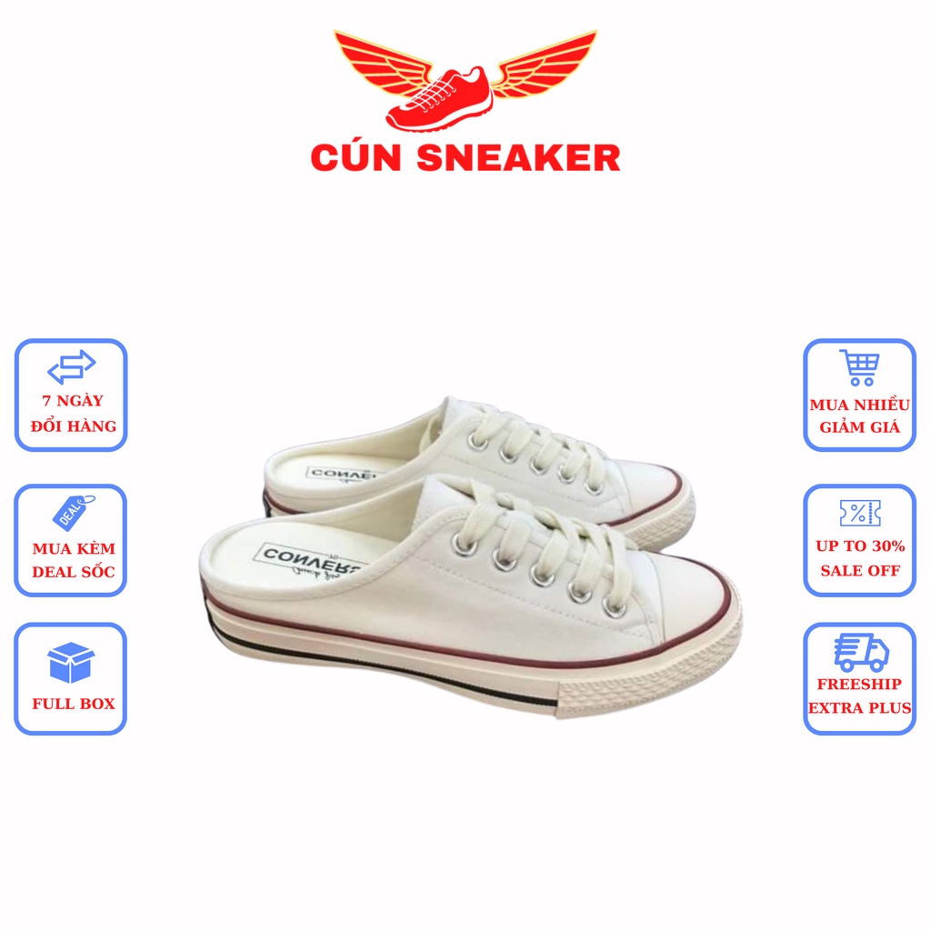 Giày sục thể thao nữ 𝗖𝗢𝗡𝗩𝗘𝗥𝗦𝗘 𝟭𝟵𝟳𝟬𝘀 màu trắng - Giày sục nữ đạp gót , sục cv 1970s trắng full box