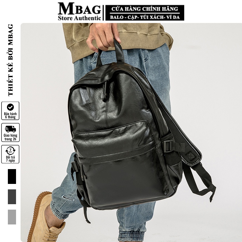 Balo da, balo nam nữ Unisex thời trang M.bag cao cấp, da chống nước, đựng laptop 15 inch