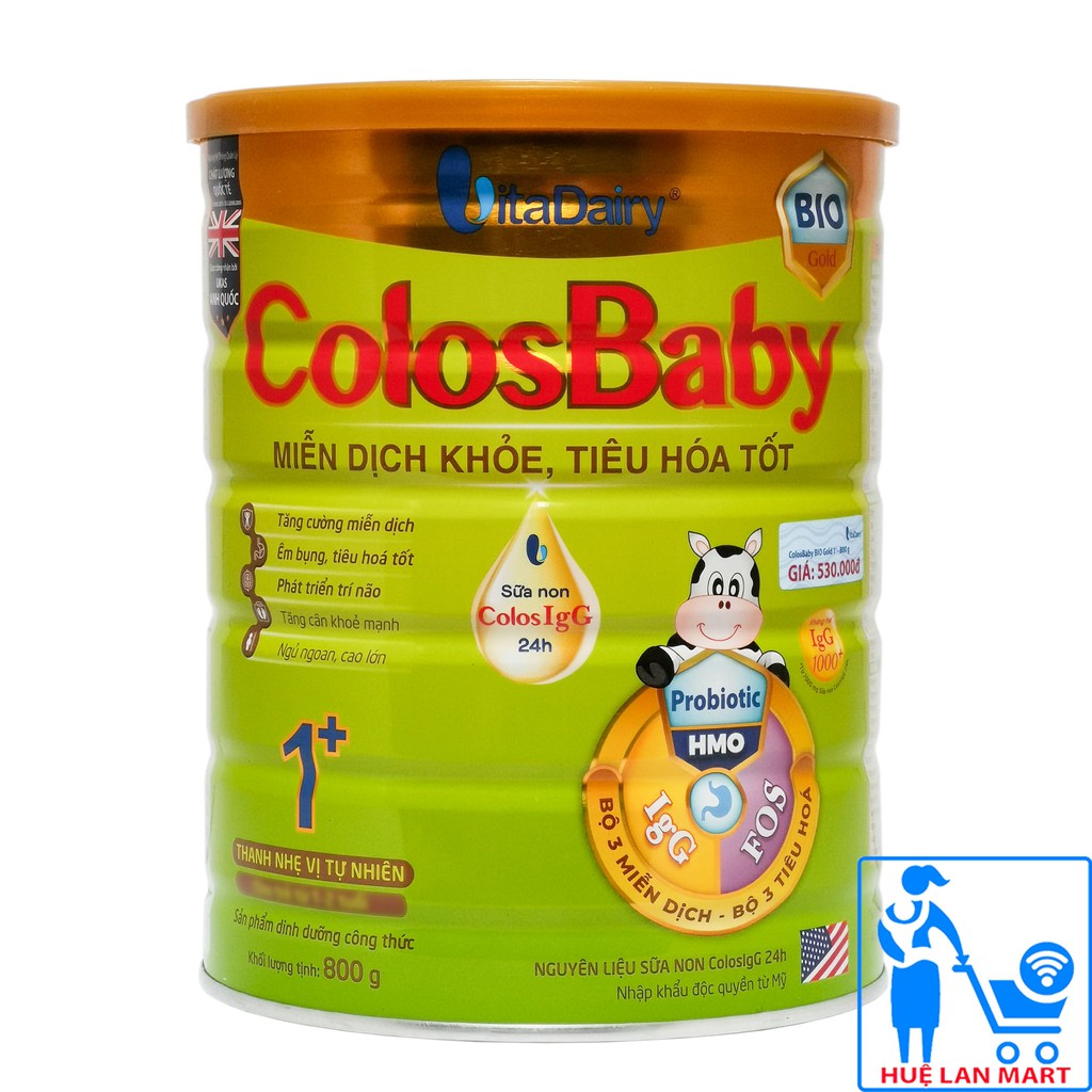 [CHÍNH HÃNG] Sữa Bột VitaDairy ColosBaby Bio Gold 1+ Hộp 800g (Miễn dịch khỏe, tiêu hóa tốt)