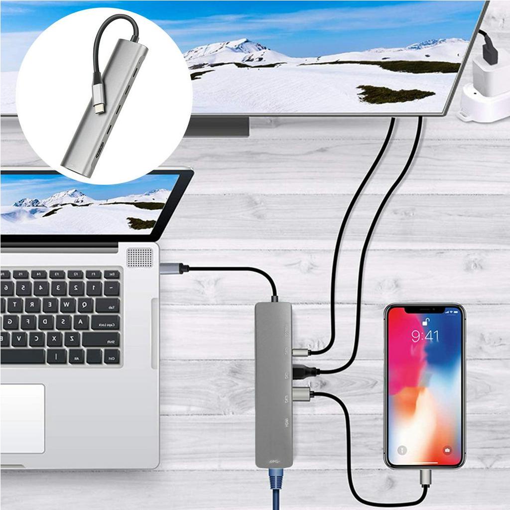 Hub nối LENOVO chia nhiều cổng Type-C PD100W 4K đa năng tiện dụng