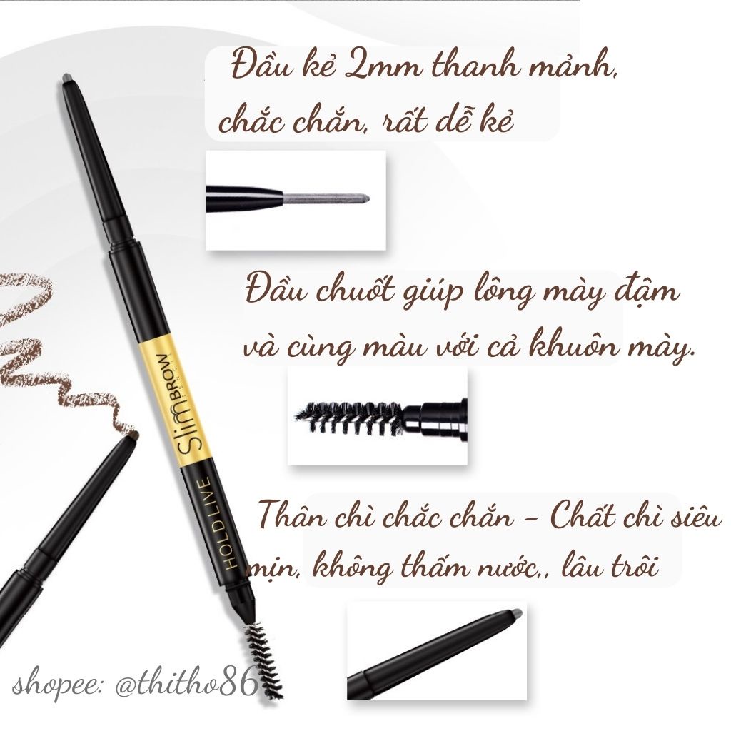 Chì Kẻ Mày Siêu Mảnh 2 Đầu Tiện Lợi Hold Live Slim Brow