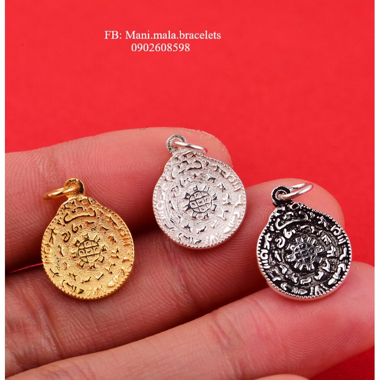 Mặt Cửu cung bát quái Bạc 925 phong cách Tây Tạng làm đồ handmade dây vòng thủ công