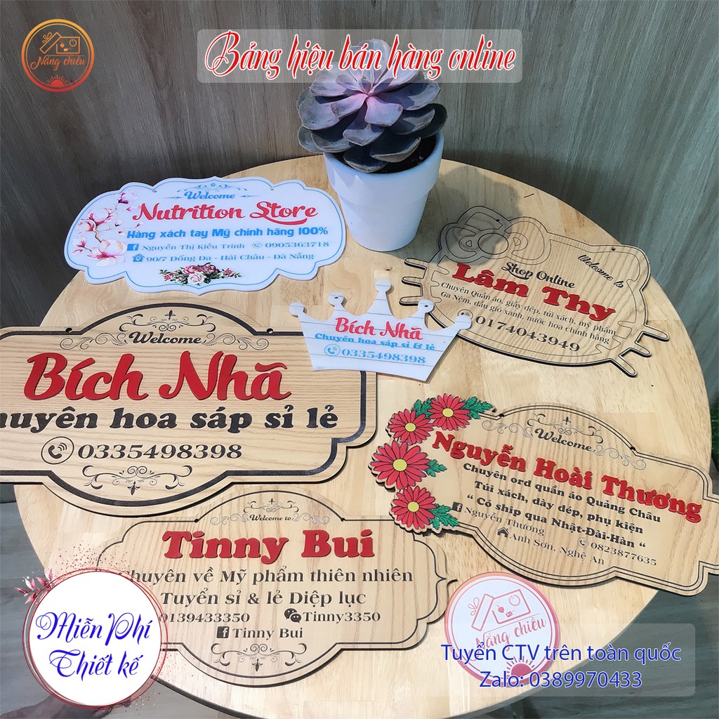 SIÊU KHUYẾN MÃI - BẢNG HIỆU GỖ TREO SHOP ONLINE - BẢNG HIỆU BÁN MỸ PHẨM