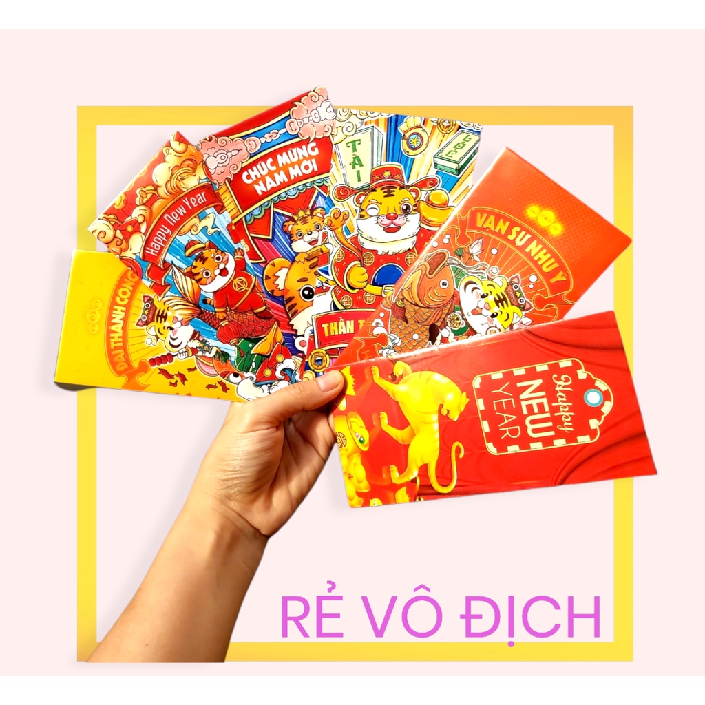 Combo 100 Bao lì xì hổ nhâm dần 2022 hoạt hình chibi