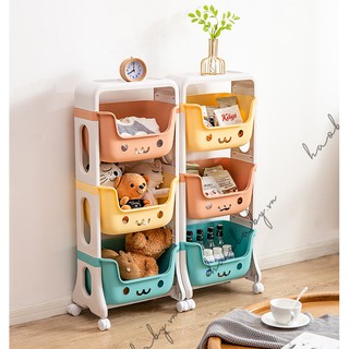 [Haobaby shop] Kệ 3 Tầng Cho Bé bằng nhựa hình gấu có bánh xe, làm Kệ Sách Cho Bé, Kệ Đựng Đồ Chơi Cho Bé