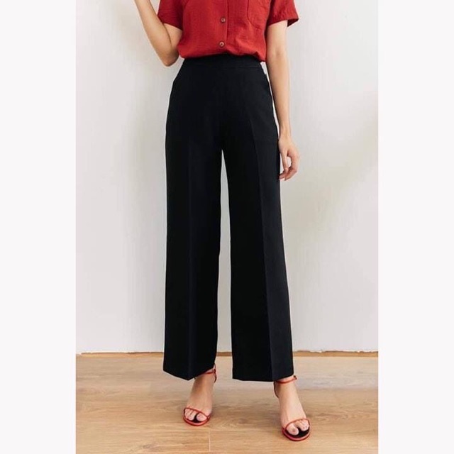 Quần vải culottes, Quần suông ống rộng, quần tây ống suông rộng nữ, không nhăn, nhàu M242-243