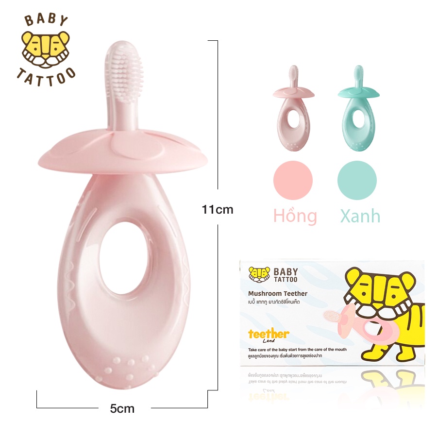 [Mã BMBAU50 giảm 7% đơn 150K] Bàn Chải Đánh Răng, Gặm Nướu Silicone BABY TATTOO Chuyên Dụng Cho Bé 0-3 Tuổi