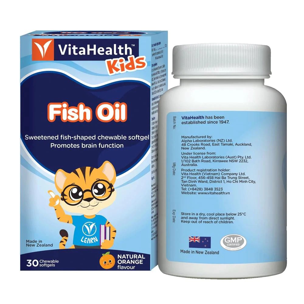 Viên Nhai Bổ Sung DHA Cho Bé VitaHealth Kids Fish Oil Hộp 30 Viên