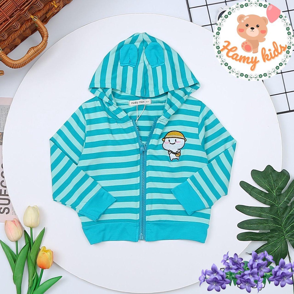 Áo Khoác Chống Nắng Cho Bé Minky Mom Chính Hãng Thun Lạnh Sọc Dệt Visco Có Nón Bé Từ 0-5 Tuổi Dưới 20kg - Hamykids