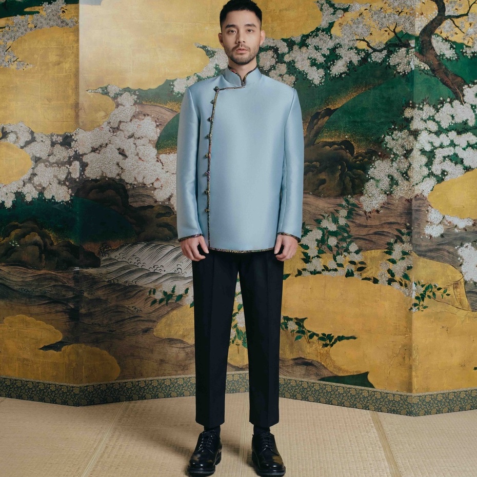 Áo dài Tết 2022 UNCLÉ Blue Indochine
